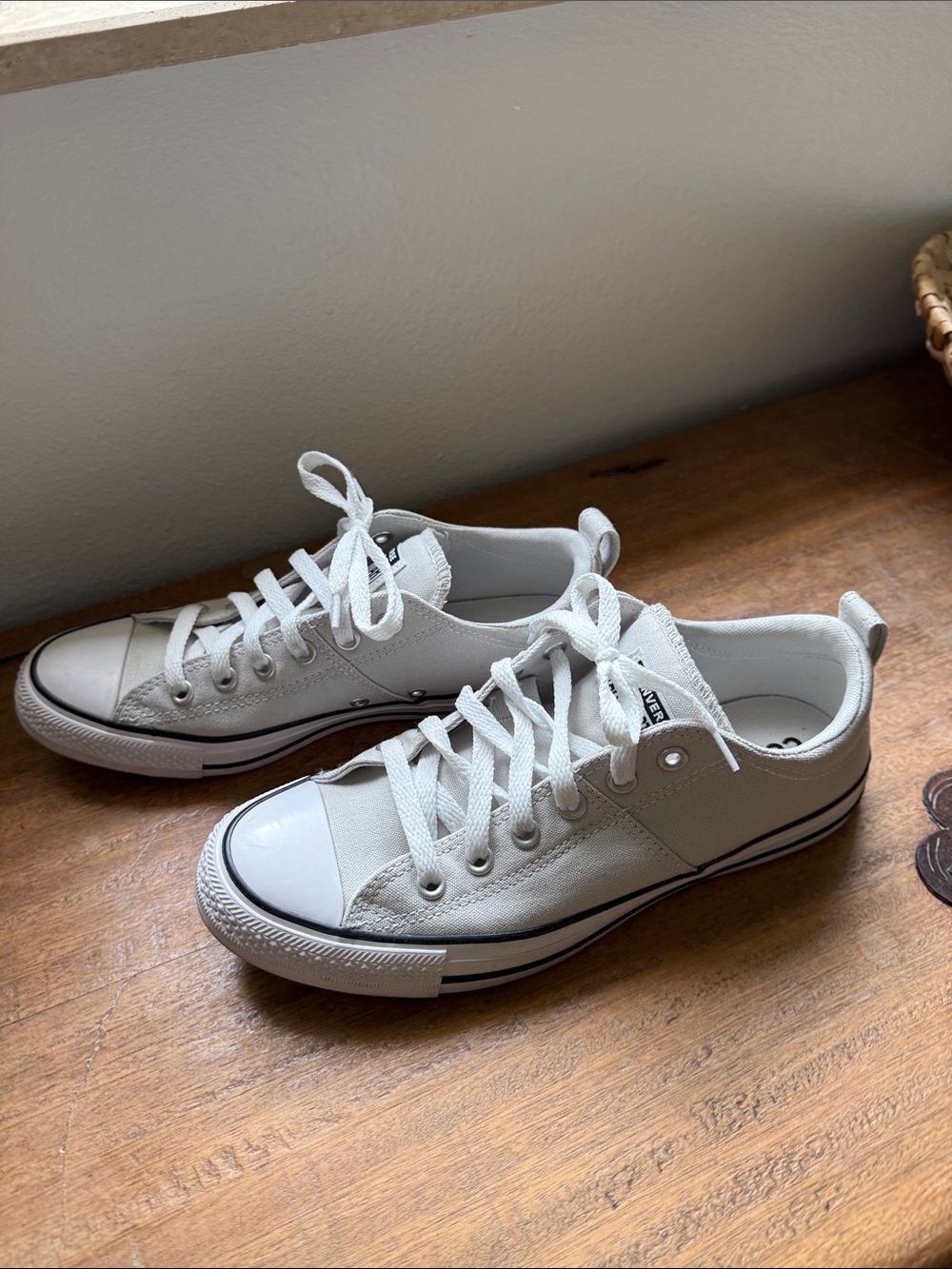 Converse All Star Low Top Sneakers - White with Black Trim